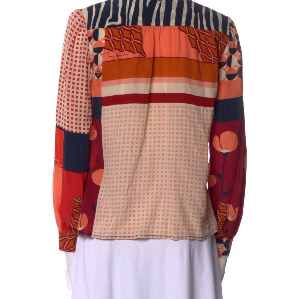 Tory Burch Silk Stripe Print Button Down Blouse Top 0 - Picture 4 of 4